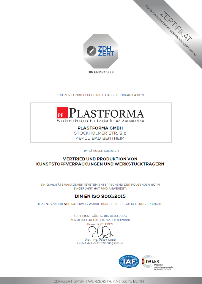 Zertifikat - DIN ISO 9001 - Deutsch